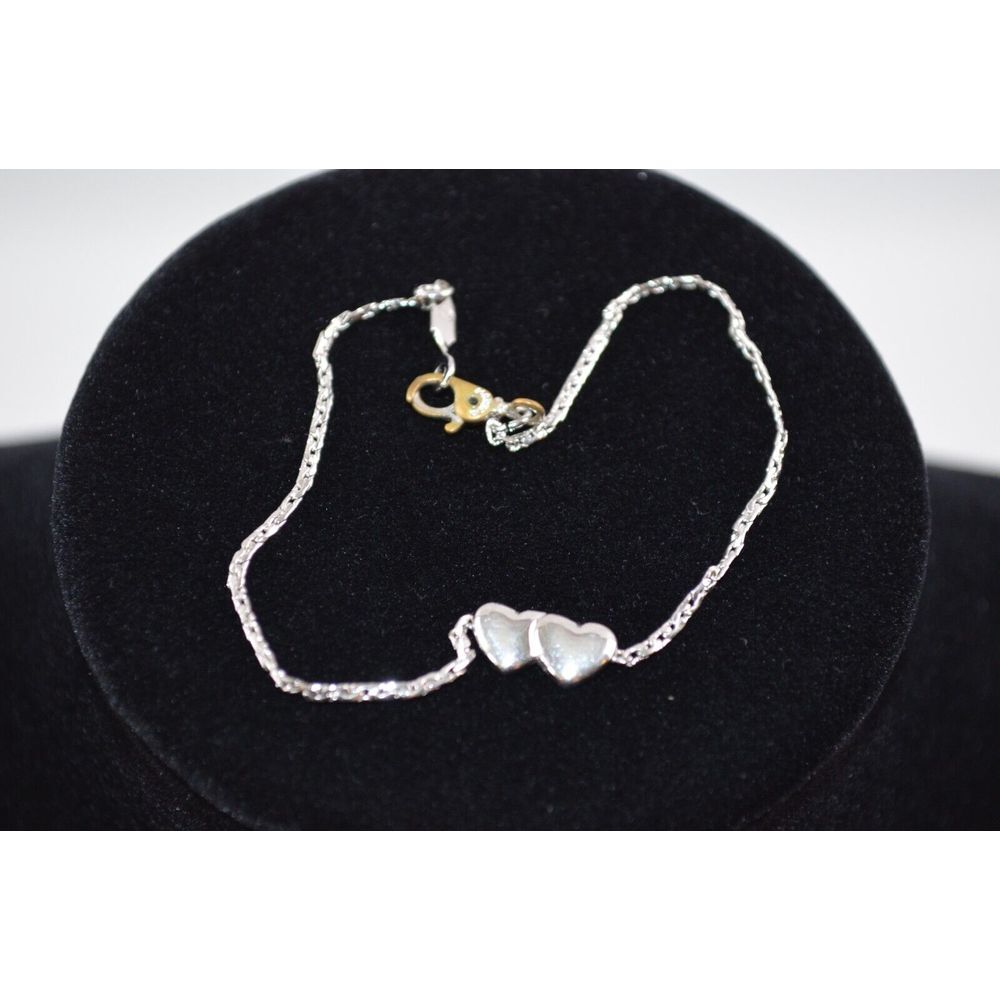 Vintage Monet Silver Tone with Double Hearts Bracelet 7" Prettyโ & Dainty